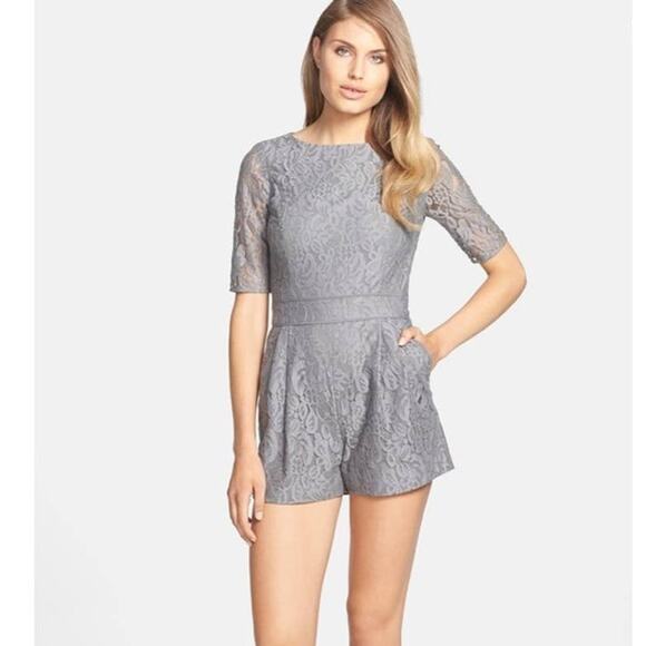 CeCe by Cynthia Steffe Maylie Lace Romper Gray Pewter Size 2 - Picture 1 of 10